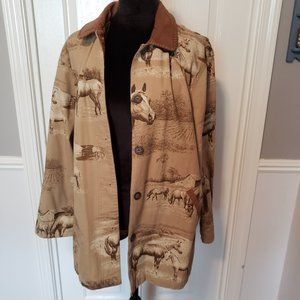 North River Outfitters Horse Pattern Barn Jacket/Coat Size Large